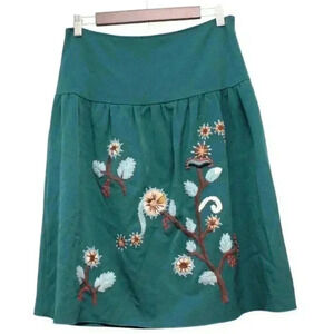 NWOT Y2K Skirt Size 6 Embroidered Cottagecore Fall Ruffle Pleated Lined Artsy